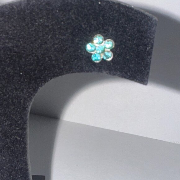 7mm Aqua Blue Flower Cz And Sterling Post Earrings - Picture 8 of 15